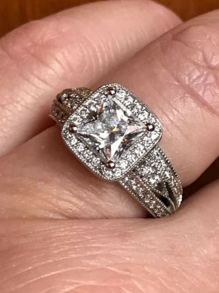 14k White Gold Diamond Ring Semi Mount Natural Diamonds Vintage