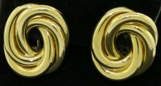Bottene Italian Designer Vintage 18k Gold Abstract Woven Spiral Knot Earrings
