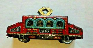 Vintage 1920 Miniature Litho Tin Railroad Rr Train Cars Trolley Passenger Car