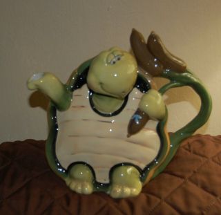 Turtle Teapot Ceramic - Blue Sky