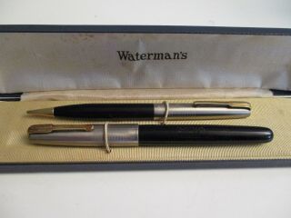 Vintage Waterman Lever Fill Fountain Pen & Pencil Set Broken Nib Parts