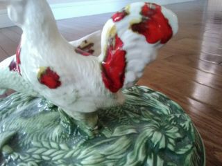 Retro Vintage Ceramic Chicken Hen & Rooster Covered Casserole Serving Dish Oval 3