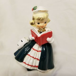 Vintage Napco Christmas Caroler Ceramic Girl Figurine 1957 Japan