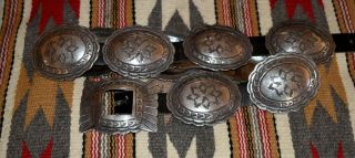 Vintage Sterling Silver Navajo Concho Belt