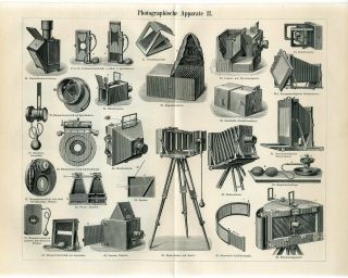 1897 Old Photo Cameras Photography Antique Engraving Print