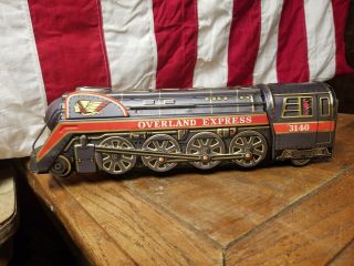 Vintage Overland Express Tin Toy Locomotive