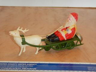 1950’s Santa Claus On Sled Celluloid Wind - Up Toy,  Made In Japan