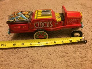 Vintage Tin Battery Powered Circus Truck Mark Alps Made In Japan