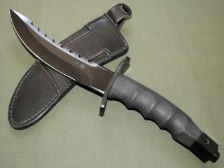 Vtg 1982 Al Mar Model 3103 " Warrior " Black Fighting Knife,  Orig Scabbard & Box