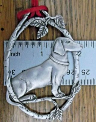 Dachshund Weiner Dog Pewter Metal Christmas Tree Ornament 3 " Tall X 2 " Across