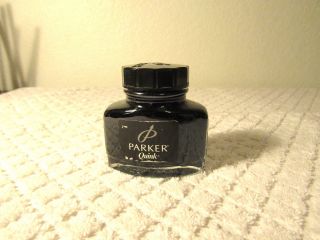 Vintage Parker Black Quink Fountain Ink In Glass Bottle 5ml Full