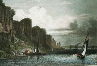 Hand Colored Engraving,  19th Century " The Palisades On The Hudson River "
