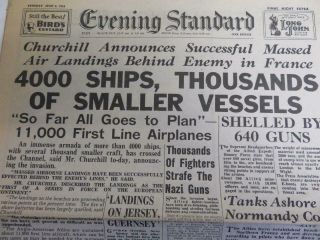 Evening Standard Newspaper Ww2 June 6th 1944 D Day