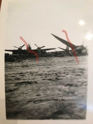 Ww2 Photo Captured Wrecked German Aircraft Airplane Graveyard Pilsen? (2)