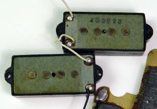 1973 Fender Precision Bass Pickups w/ Ground Plate Vintage American USA 2