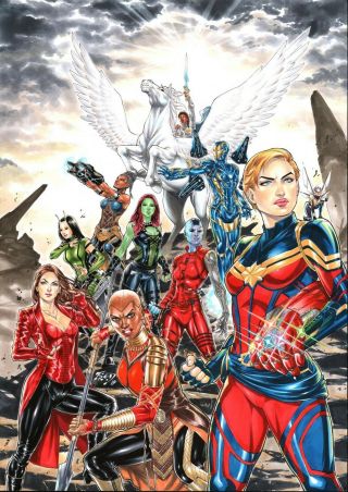 Avengers (11 " X17 ") By Fred Benes - Ed Benes Studio