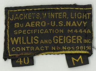 Wwii Us Navy Usn Willis And Geiger M444a Jacket Size 40 M Tag Or Label