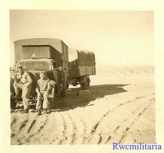 Neat Luftwaffe Afrika Korps Soldier By Opel Blitz Lkw Truck & Trailer In Desert