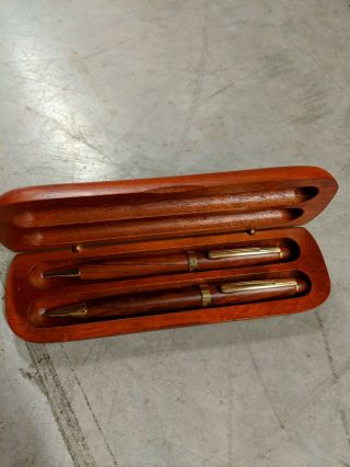 Two (2) Handmade Wooden Big Ben Cigar Pens With Walnut Barrel With 24k Gold Trim
