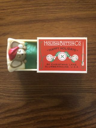 Hallmark Collectible Christmas Mouse In Matchbox 1984 Holiday Button Co