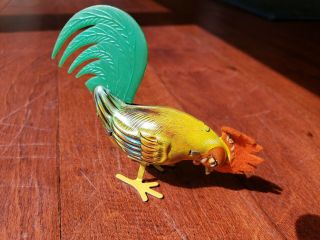 Vintage Wind - Up Rooster Chicken Tin Lithograph Toy Kohler Us Zone Germany 1940s