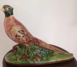 Vintage Mid - Century Modern Ceramic Male Pheasant Holland Mold Hand Painted 10.  5 "