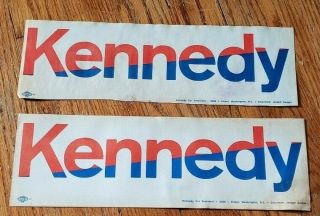 2 Robert Kennedy Bumper Stickers From The Night Of His Assassination 6/5/68 Read