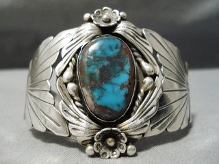 Important Vintage Navajo Henry Yazzie Bisbee Turquoise Sterling Silver Bracelet