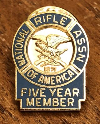 Vintage National Rifle Association Nra Five Year Member Lapel Hat Pin Pinback