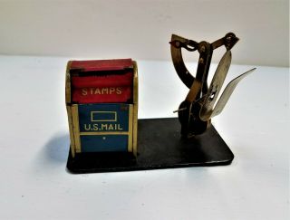 Vintage Us Mail Box Stamp Holder And Scale.  Desktop Stamp Dispenser