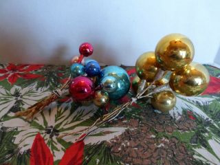 2 Bundles Vintage Mercury Christmas Balls Chenille Stem Picks Craft Balls
