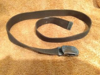 Wwii Us Army Web Pants Belt And Buckle With Name - 40 " Long