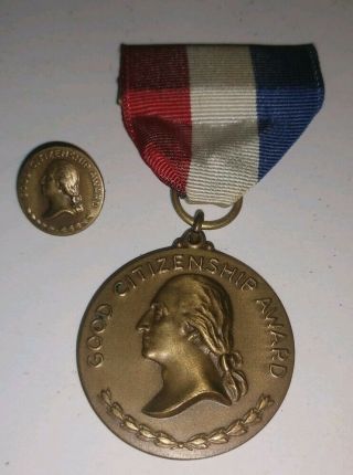 Daughters American Revolution Dar Good Citizenship Award Medal G.  Washington