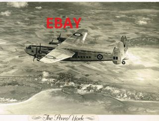 Wwii Vintage 8x10 Matted Photo Of An Raf Avro York Aircraft In Flight Look