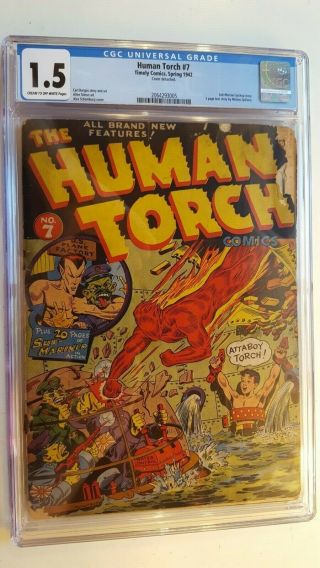 Human Torch 7 Wwii Cover By Schomburg.  Cgc 1.  5 1942
