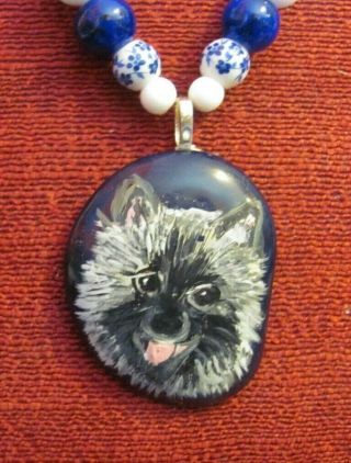 Keeshond Hand - Painted On A Tagua Nut Pendant/bead/necklace