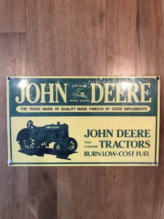 John Deere Tractor Advertising Sign Heavy Porcelain 1995 By Ande Rooney