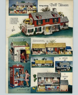 1964 Paper Ad 2 Pg King Size Doll House Colonial Mansion
