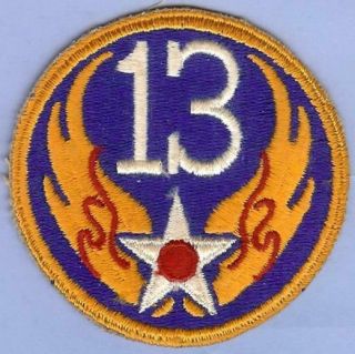Authentic Us Army Patch Wwii,  13th Air Force Usaaf