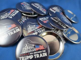 Of 12 All Aboard The Trump Train 2020 Campaign Button Usa Flag Gop