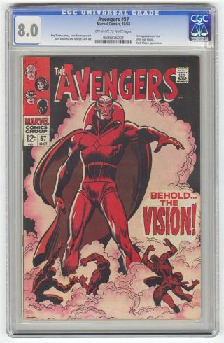 Avengers 57 Cgc 8.  0 Marvel Comic Key 1st Vision Silver Age 12c