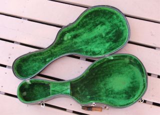 Vintage Gibson F Mandolin Case 1920 ' s Black w/ Green lining 2