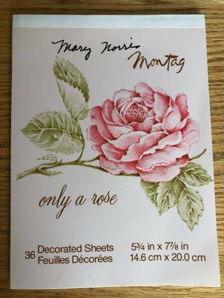 Vintage Montag Fine Writing Paper - Tablet Stationery " Only A Rose " 34 Of 36 Sh