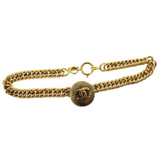CHANEL CC Logos Chain Necklace Choker Gold - Tone France Vintage Authentic ZZ7 M 2