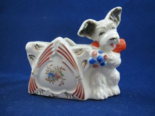Vintage Porcelain Scottie Dog - Planter - Made In Japan