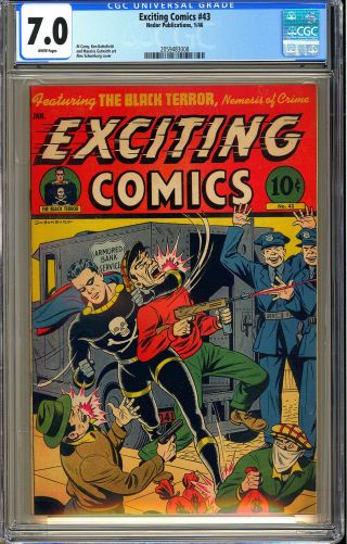 Exciting Comics 43 Black Terror Schomburg Cover Nedor 1946 Cgc 7.  0