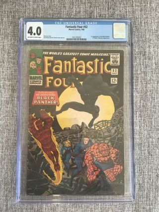 Fantastic Four 52 Cgc 4.  0 (ow - W) 1st Appearance Of The Black Panther