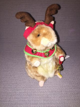 Gemmy Plush Animated Dancing Singing Christmas Hamster " Jingle Bells " Euc