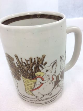 Vintage Three Little Pigs Big Bad Wolf Coffee Cup Mug Brown Speckled Novelty