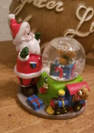Vintage Duluxe Christmas Santa & Train Miniature Water Ball Figurine 4 " Tall